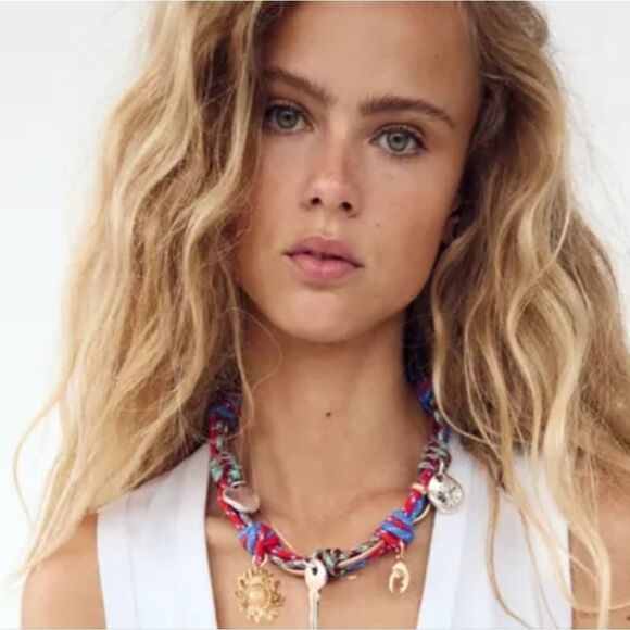 New ZARA Colored cord necklace with charms - Picture 1 of 11